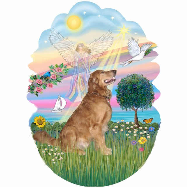 Angel Star- Golden Retriever (#4B) Staand Fotobeeldje (Voorkant)