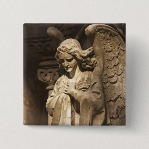 Angel Statue met Crossed Hands, Buenos Aires Vierkante Button 5,1 Cm