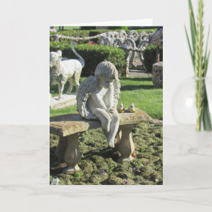 Angel Statue op Bench Inspirerend Quote Kaart