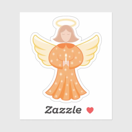Angel Sticker - Orange Angel With Halo (Feuille)