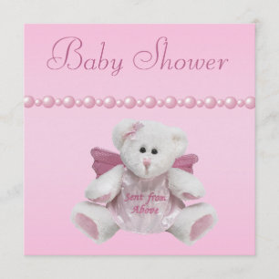 Angel Teddy, Baby Shoes & Pearls Baby shower Kaart