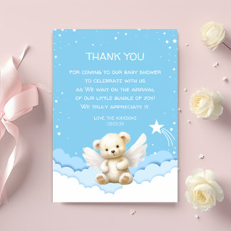 Angel Teddy Bear sur nuages Carte de remerciements