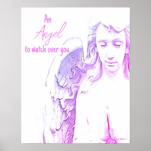 Angel to Watch Over You Roze Paarse vleugels Quote Poster