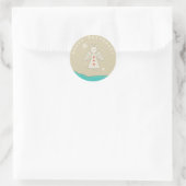 Angel Turquoise en Beige Ronde Sticker (Tas)