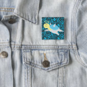 Angel Turtle Floral Pattern Vierkante Button 5,1 Cm (In situ)