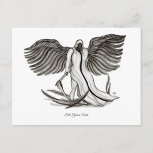 Angel Uriel, zwart-wit design Briefkaart