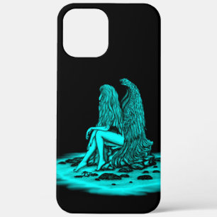 Angel, verloren in gedachte, zwart en groen design iPhone 12 pro max hoesje
