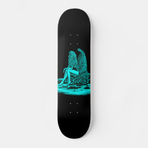 Angel, verloren in gedachte, zwart en groen design skateboard
