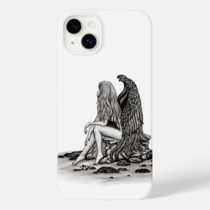 Angel, verloren in gedachte, zwart-wit design Case-Mate iPhone 14 plus hoesje