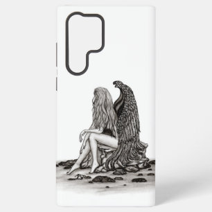 Angel, verloren in gedachte, zwart-wit design samsung galaxy hoesje