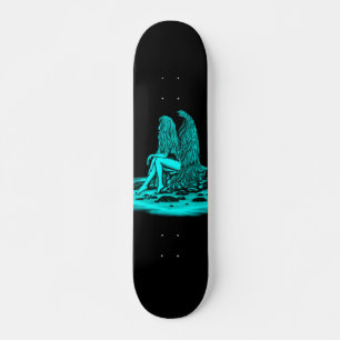 Angel, verloren in het denken, zwart en groen ontw skateboard