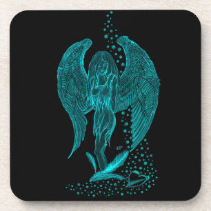 Angel verloren in Love, black and green Design Bier Onderzetter