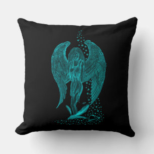 Angel verloren in Love, black and green Design Kussen