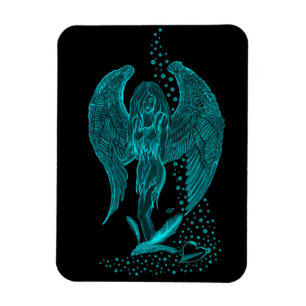 Angel verloren in Love, black and green Design Magneet