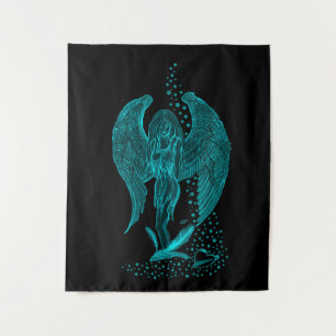 Angel verloren in Love, black and green Design Wandkleed