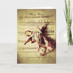 angel-versiering op muziekkerstkaart feestdagen kaart