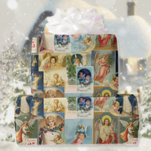 Angel Victoriaans kerstKaarten Collage Cadeaupapier