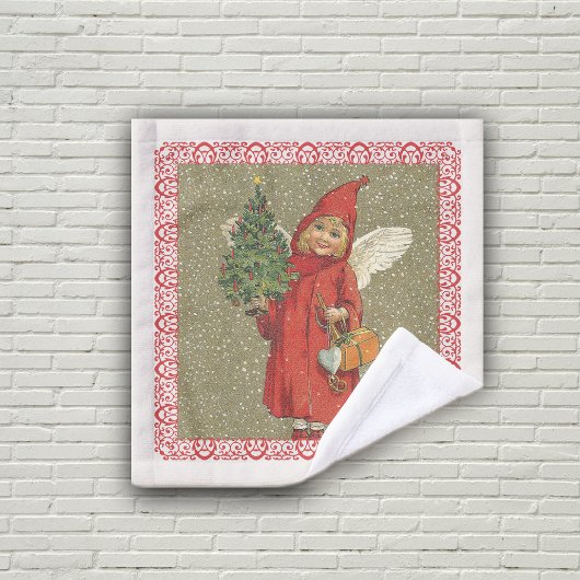 Angel victorien Red Cape Christmas Tree Snow