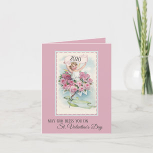 Angel vintage avec carte de jour Valentines Roses
