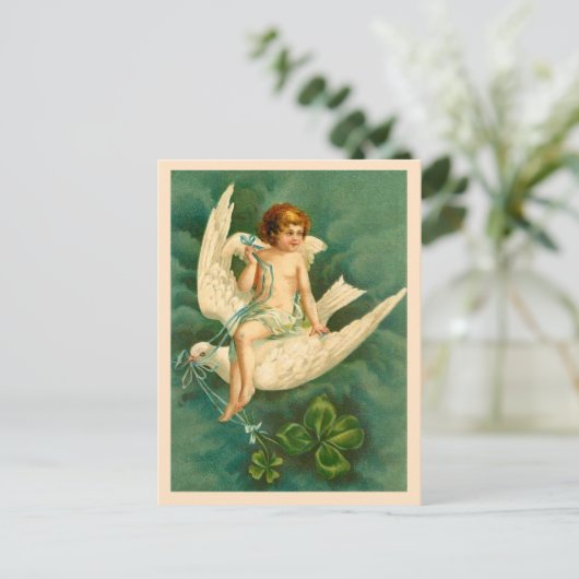 Angel Vliegen op een Duif - St Patrick's Day Brief Briefkaart (Staand voorkant)