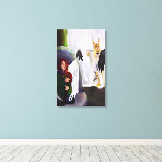 Angel vs demon canvas afdruk (Insitu (Houten vloer))