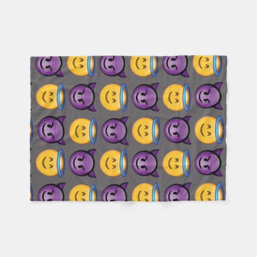 Angel vs Devil Emoji Pattern Fleece Deken (Voorkant (Horizontaal))