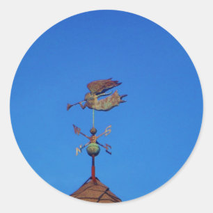 Angel Weather Vane Bright Blue Sky Ronde Sticker