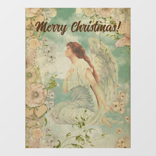 Angel White Flowers Blue Sky Raamsticker (Vel)