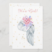 *~* Angel Wing Crystals Feathers Shower Invitation Kaart (Voorkant / Achterkant)