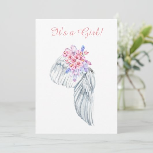 ~ Angel Wing Feathals Crystals Shower Invitation (Debout devant)