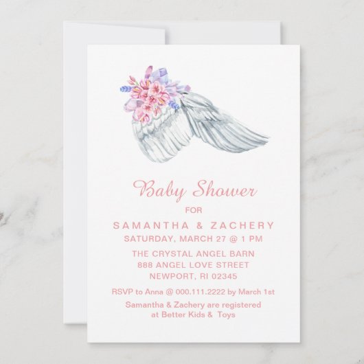 ~ Angel Wing Feathals Crystals Shower Invitation (Dos)