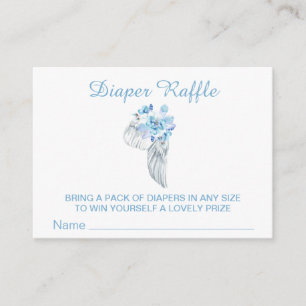 *~* Angel Wing Feathers Crystals Boy Diaper Raffle Informatiekaartje