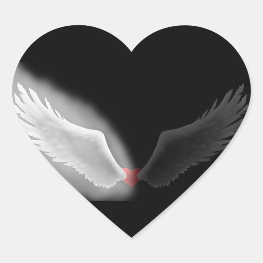 Angel wing hart Zwart-wit sticker (Voorkant)