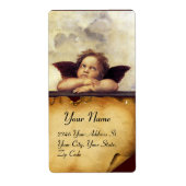 ANGEL / Winged Cherub, bruine perkament, wit Etiket (Voorkant)