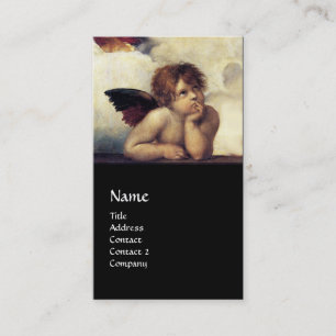ANGEL Winged Cherub Monogram Blue Sapphire black Visitekaartje