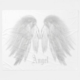 ANGEL WINGS Aangepaste naam Grijs Wit Fleece Deken
