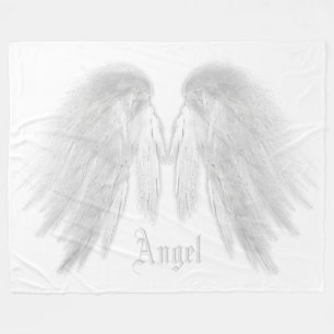 ANGEL WINGS Aangepaste naam Grijs Wit Fleece Deken