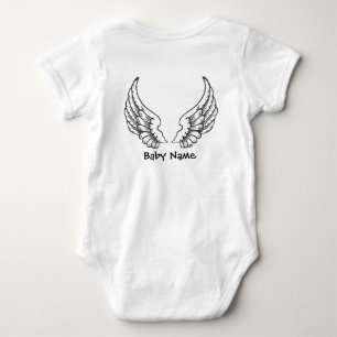 Angel Wings Baby Naam Bodysuit Black