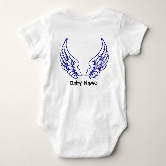 Angel Wings Baby Naam Bodysuit Blue (Achterkant)
