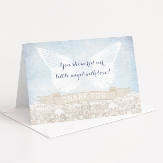Angel Wings Baby shower ou Baptême Merci Notes