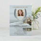 Angel Wings Beach Seashell Viering van het leven Kaart (Staand voorkant)