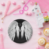 ANGEL WINGS Black Custom Monogram Papieren Bordje (Feest)