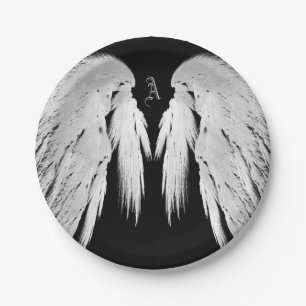 ANGEL WINGS Black Custom Monogram Papieren Bordje