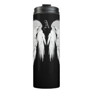 ANGEL WINGS Black Custom Monogram Thermosbeker