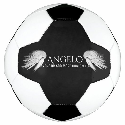 ANGEL WINGS Black Custom Name Voetbal (Voorkant)