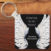 Angel Wings Black Memorial Foto Sleutelhanger (Voorkant)