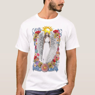 Angel Wings Bloemen en Veren T-shirt
