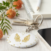 Angel Wings Button Key Sleutelhanger (Zijkant)
