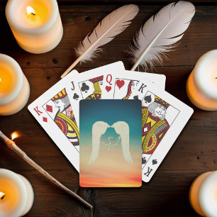 Angel Wings Celestial Sunset Monogram Pokerkaarten