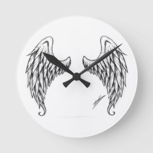 Angel Wings Clock Ronde Klok
